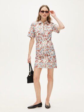 J.Crew Utility shirt-dress in floral print-multi color-cotton poplin-CS948-NWT
